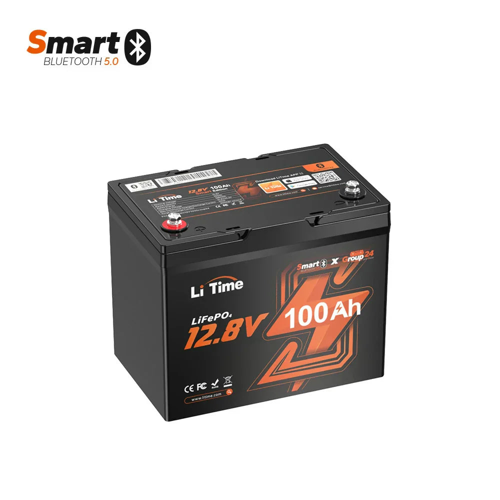 LiTime12V 100Ah Group 24 Batteria al litio a ciclo profondo Bluetooth LiFePO4 - LiTimeFR/IT/ES