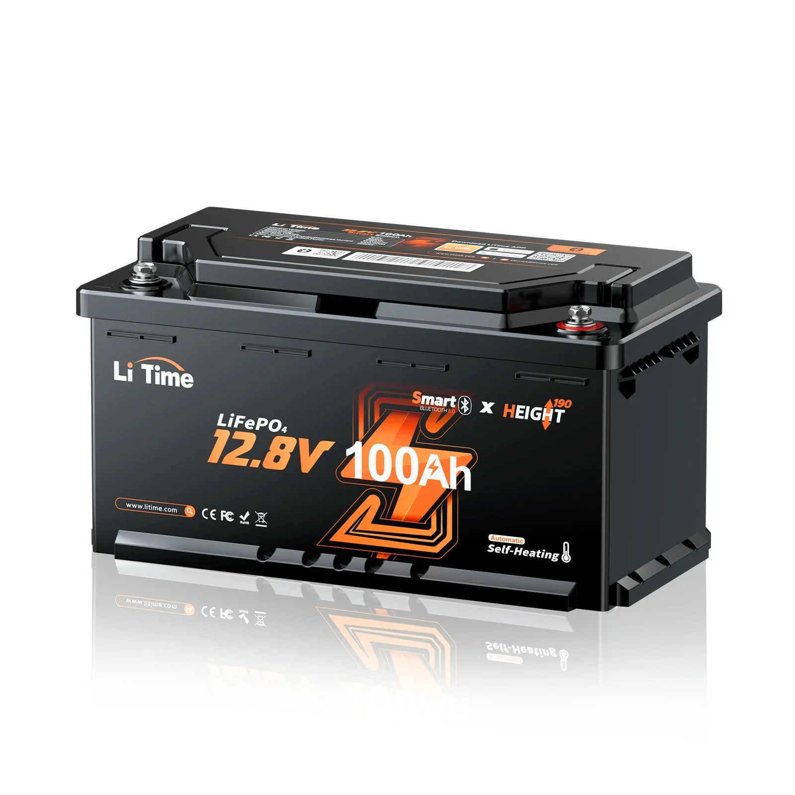 ⚡Nouvel arrivage⚡12V 100Ah H190 LiFePO4 Deep Cycle Batterie mit Bluetooth 5.0 & Chauffage - Camping-car sous siège DIN H8