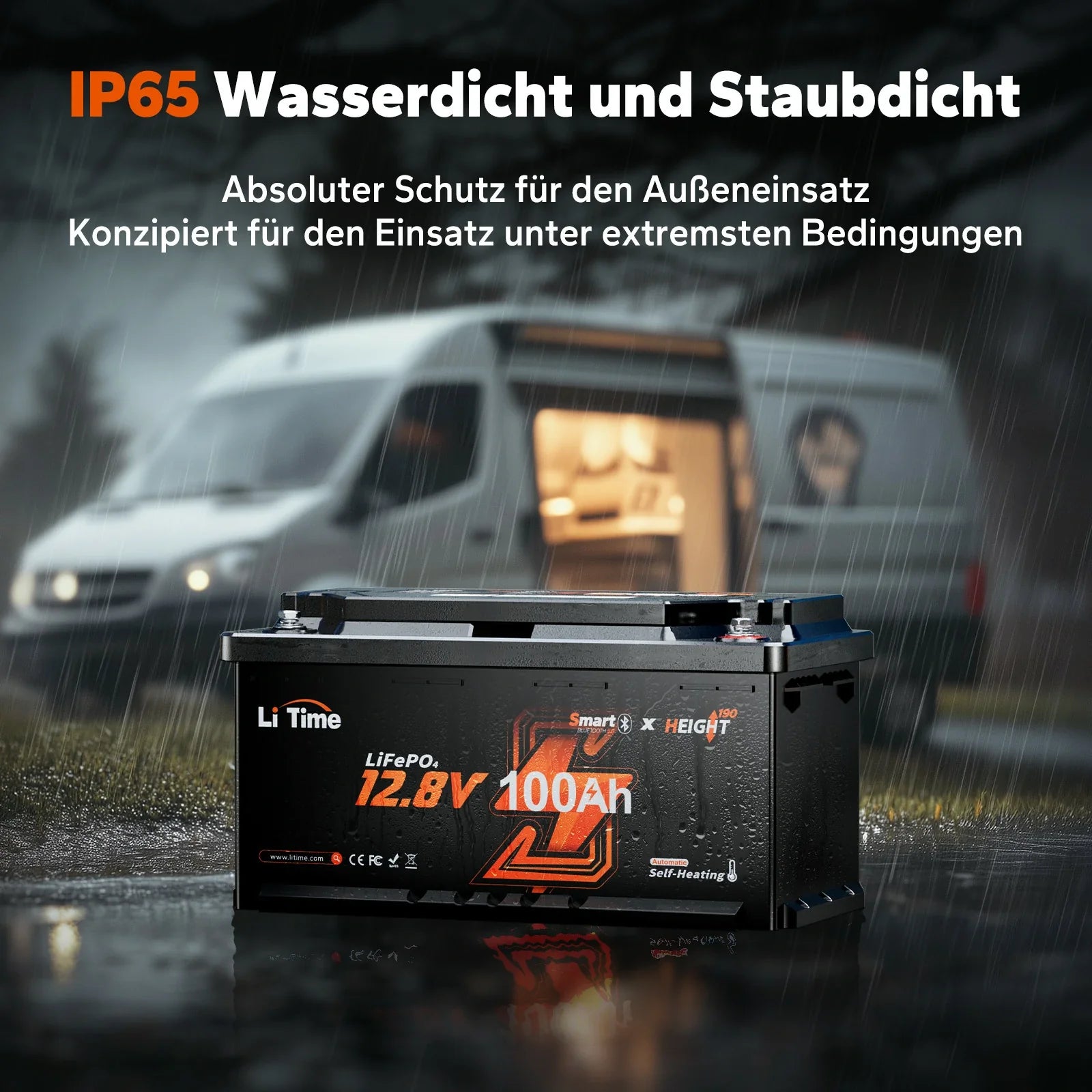 ⚡Nouvel arrivage⚡12V 100Ah H190 LiFePO4 Deep Cycle Batterie mit Bluetooth 5.0 & Chauffage - Camping-car sous siège DIN H8