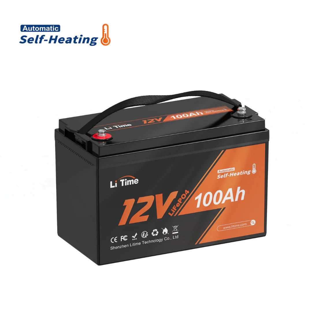 ⚡Auto-réduc Hors Taxes : 257.59 €⚡LiTime 12V 100Ah Batterie LiFePO4 Auto-Chauffante À Basse Température