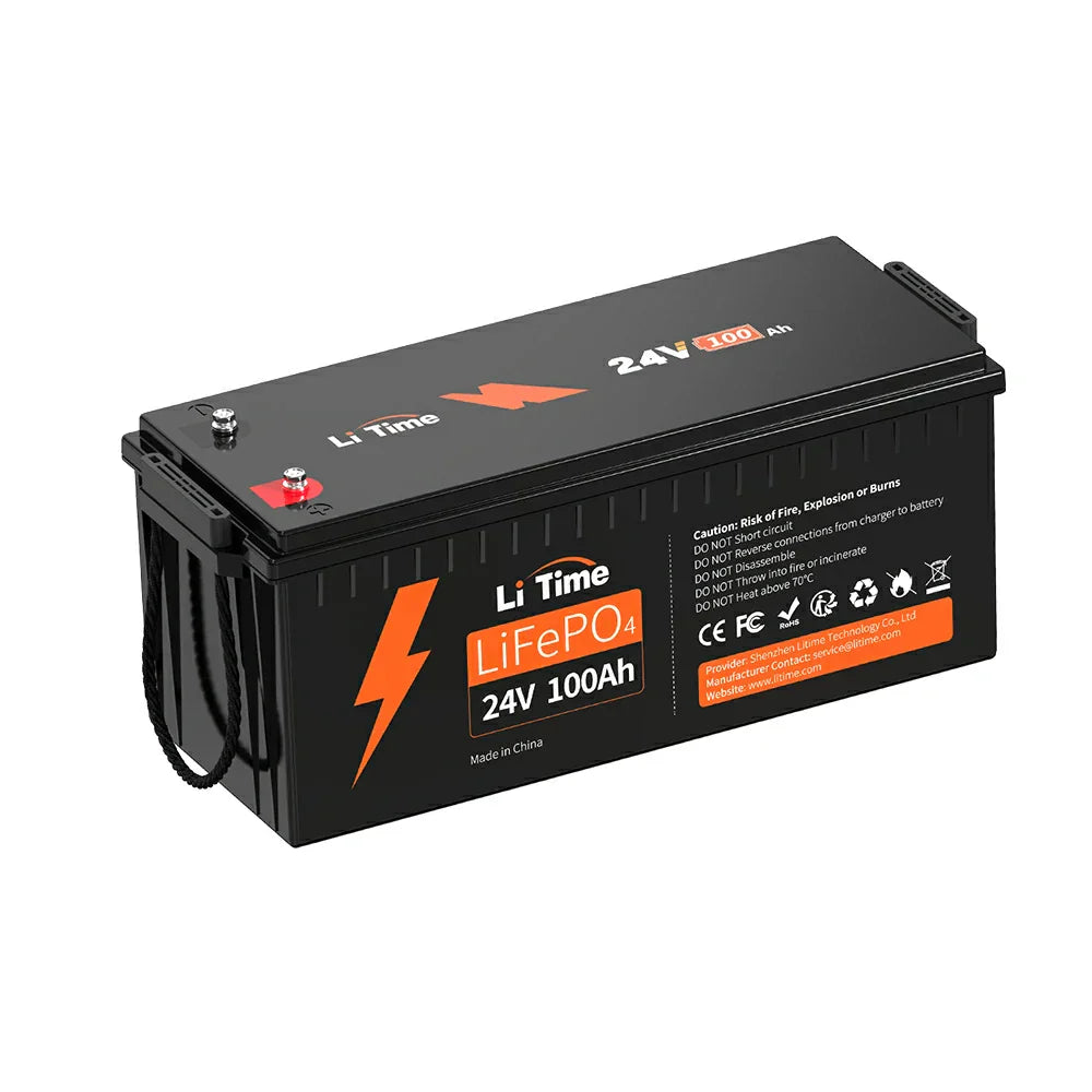 LiTime deep cycle lithium 24V100Ah battery for off-grid, marine trolling motor, Rv