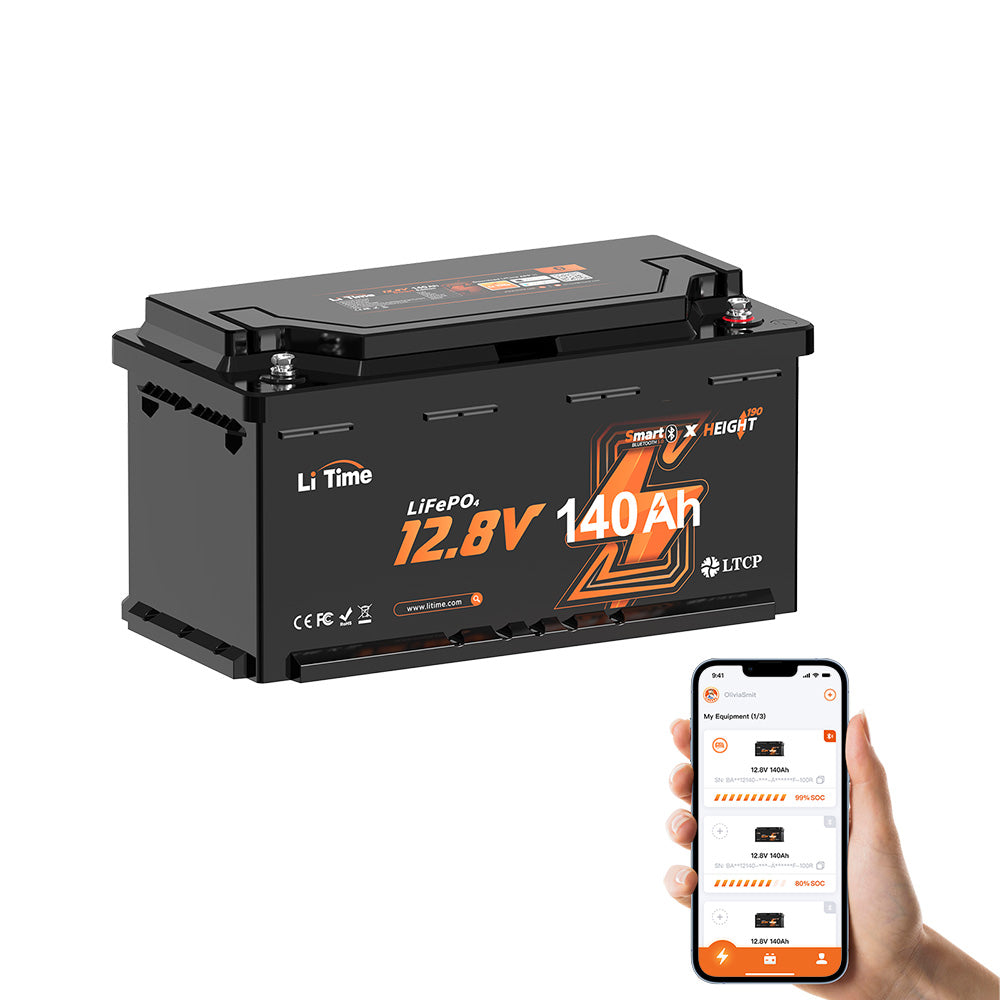 ⚡Meilleure Remise Nouveauté⚡12V 140Ah H190 Batterie au lithium Deep Cycle avec Bluetooth - Sous le siège du camping-car, DIN H8