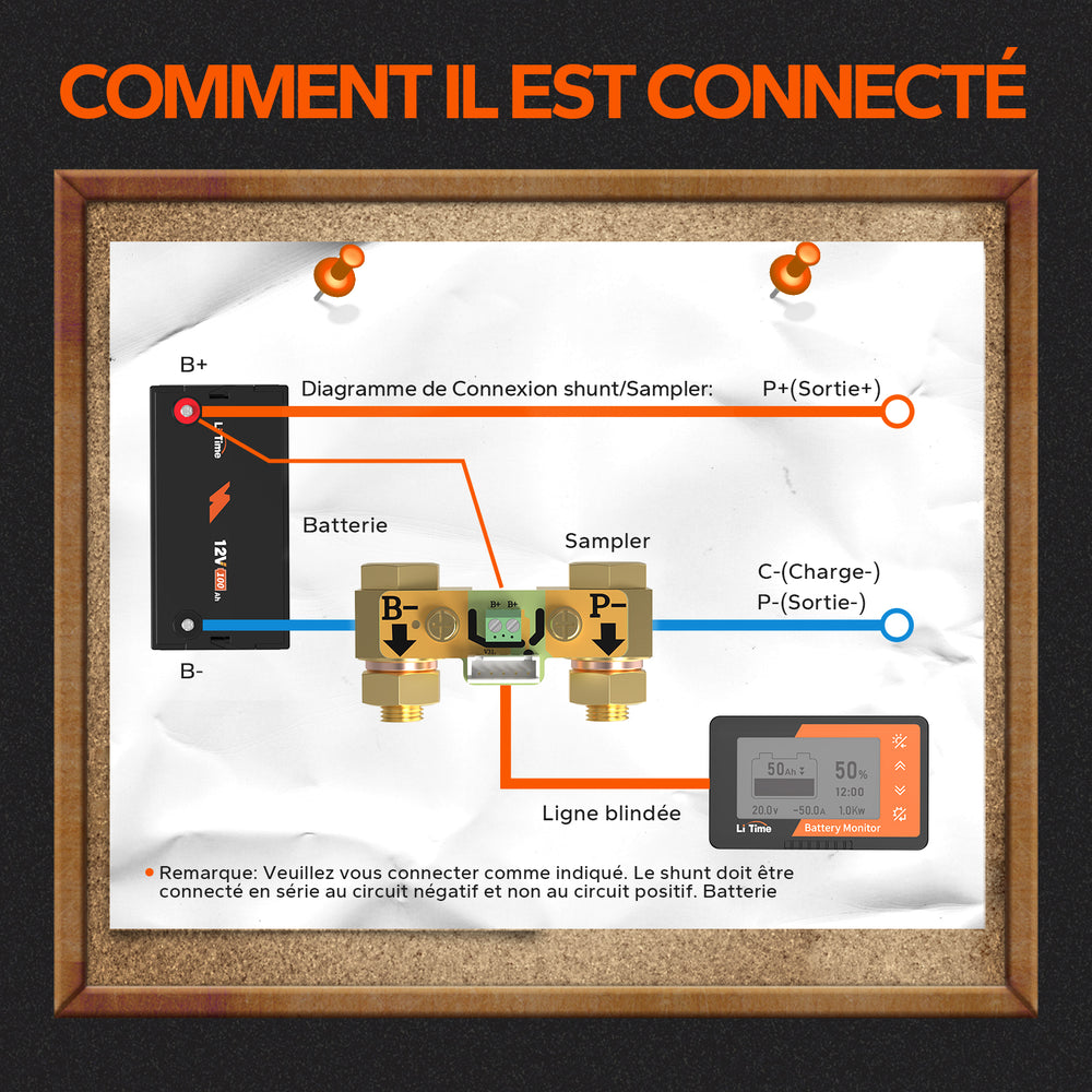 LiTime 500A Chargeur de batterie avec écran LCD et shunt