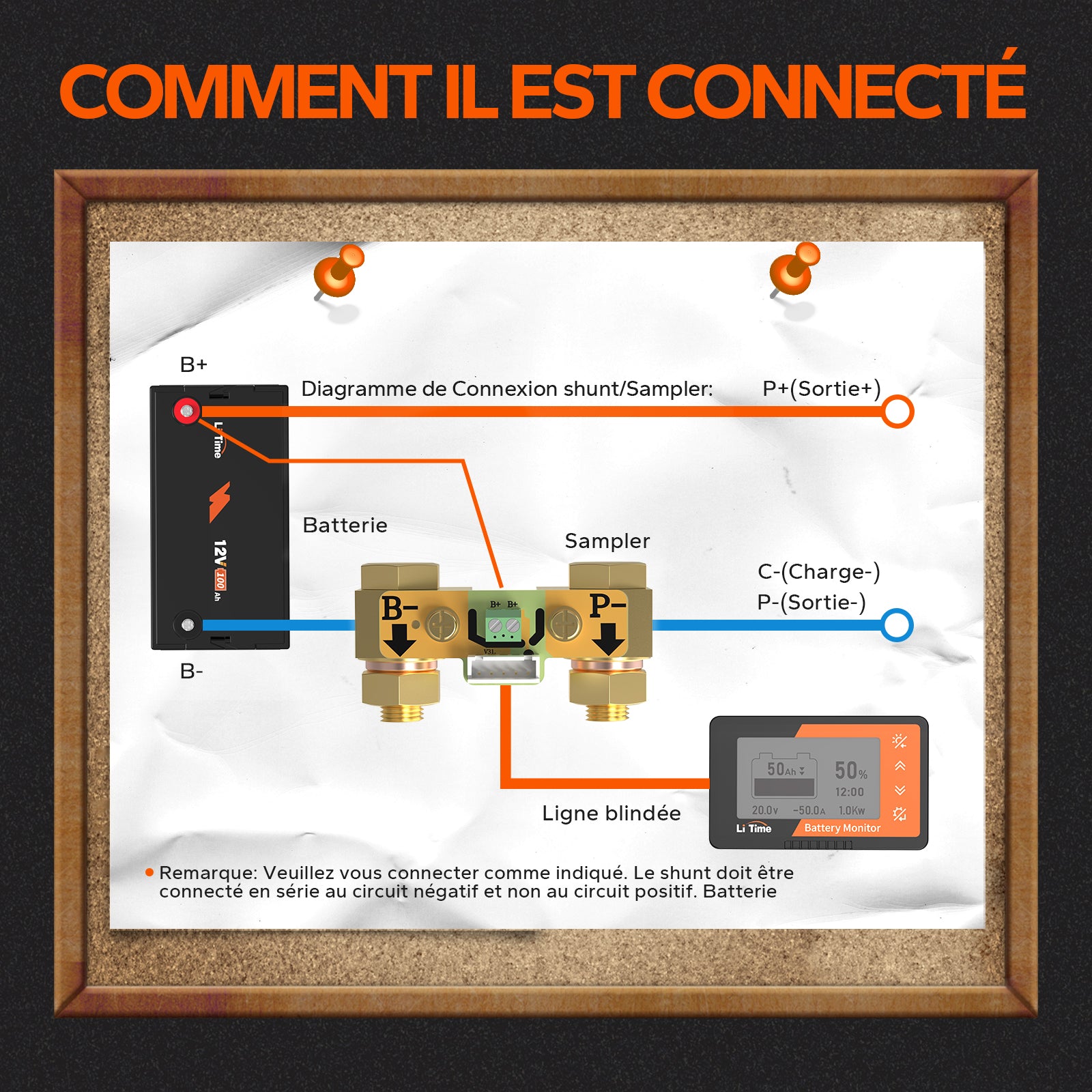 LiTime 500A Chargeur de batterie avec écran LCD et shunt