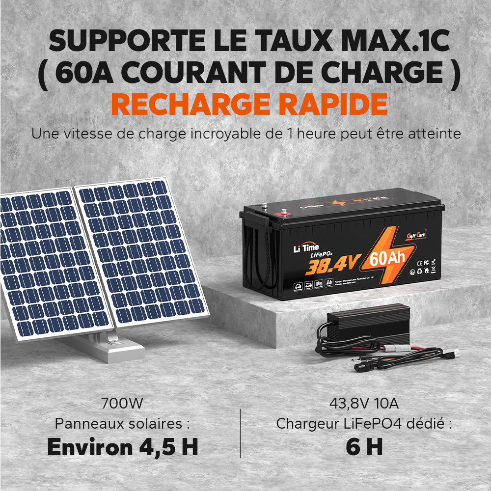 LiTime 36V 60Ah Batterie lithium pour voiturette de golf