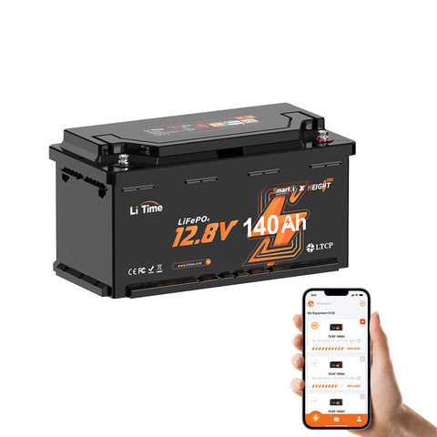 ⚡Meilleure Remise Nouveauté⚡12V 140Ah H190 Batterie au lithium Deep Cycle avec Bluetooth - Sous le siège du camping-car, DIN H8