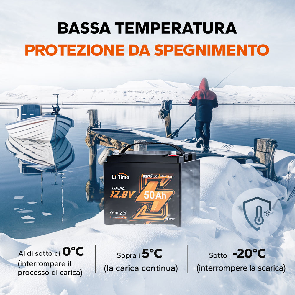 12V 50Ah Bluetooth Batterie Lithium Cycle Profond Protection Froid pour Bateaux Électriques