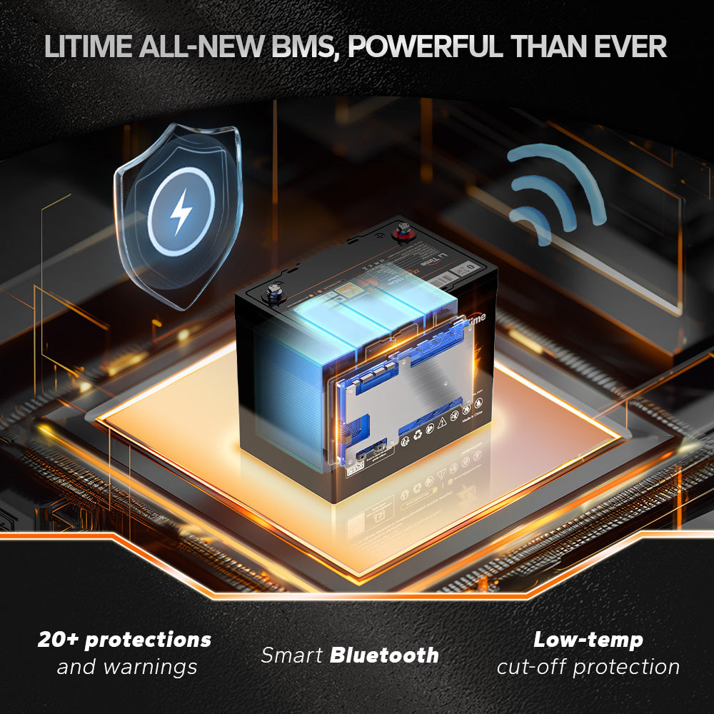 LiTime12V 100Ah Group 24 Batteria al litio a ciclo profondo Bluetooth LiFePO4 - LiTimeFR/IT/ES