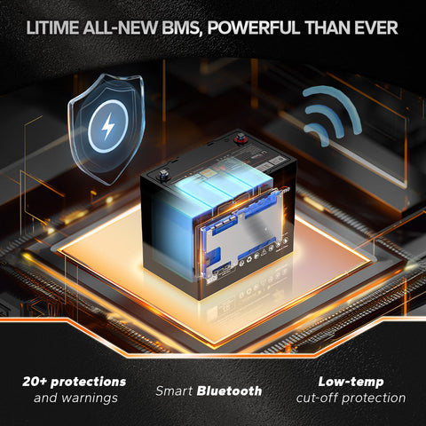 LiTime 12V 100Ah Grupo 24 Batería de Litio de Ciclo Profundo Bluetooth LiFePO4