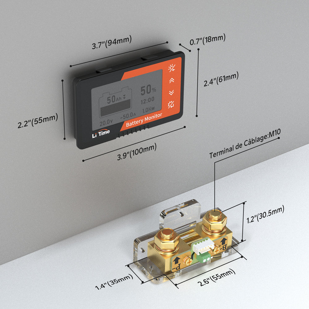 LiTime 500A Chargeur de batterie avec écran LCD et shunt