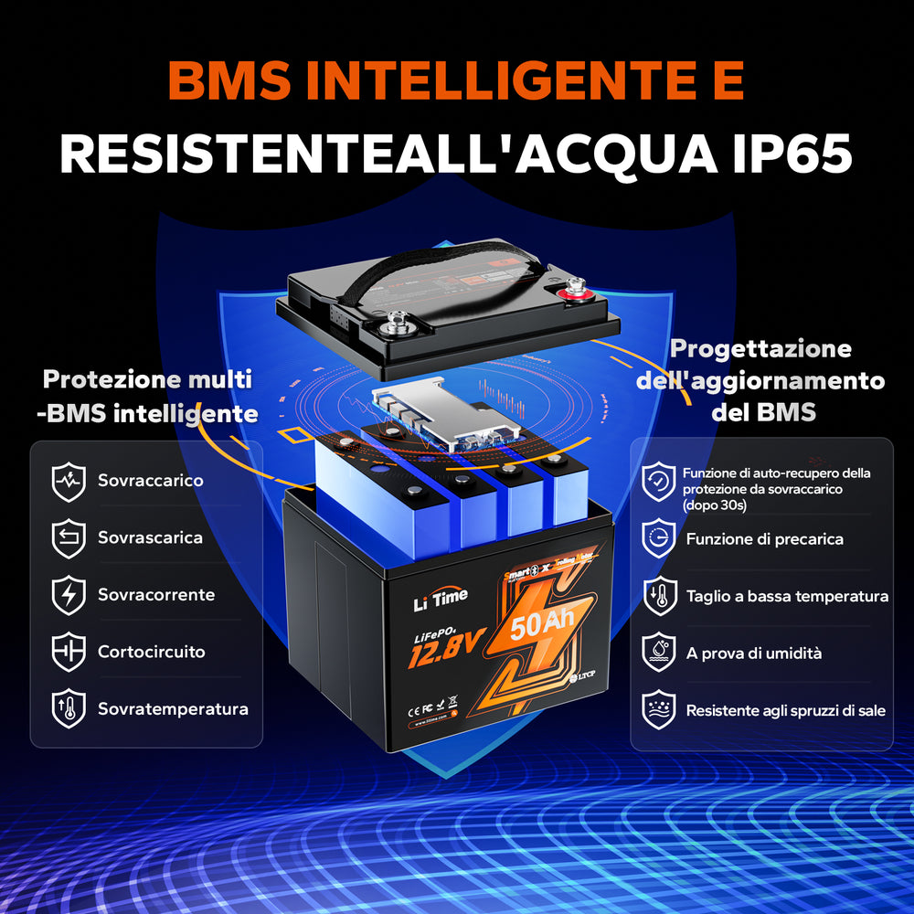 12V 50Ah Bluetooth Batterie Lithium Cycle Profond Protection Froid pour Bateaux Électriques