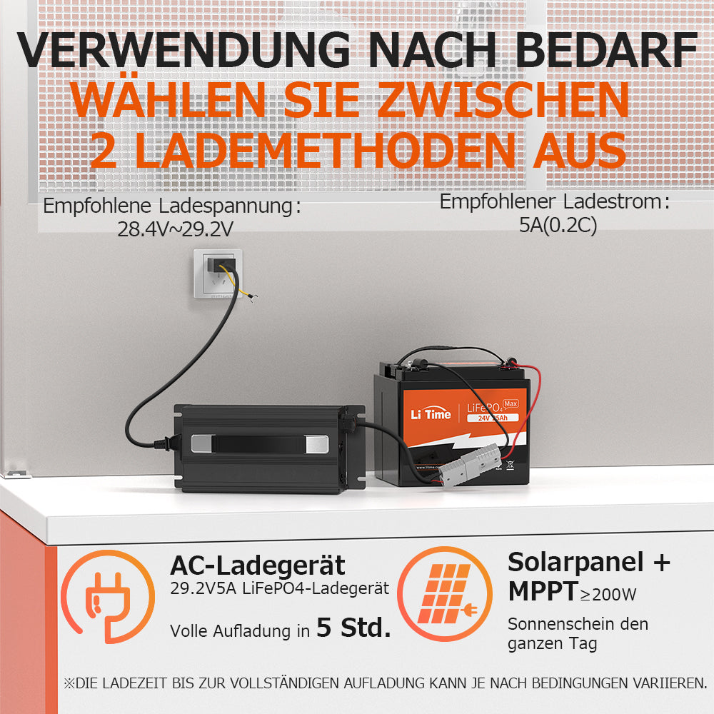 LiTime 24V 25Ah LiFePO4 Batteria con BMS per Scooter e Attrezzi