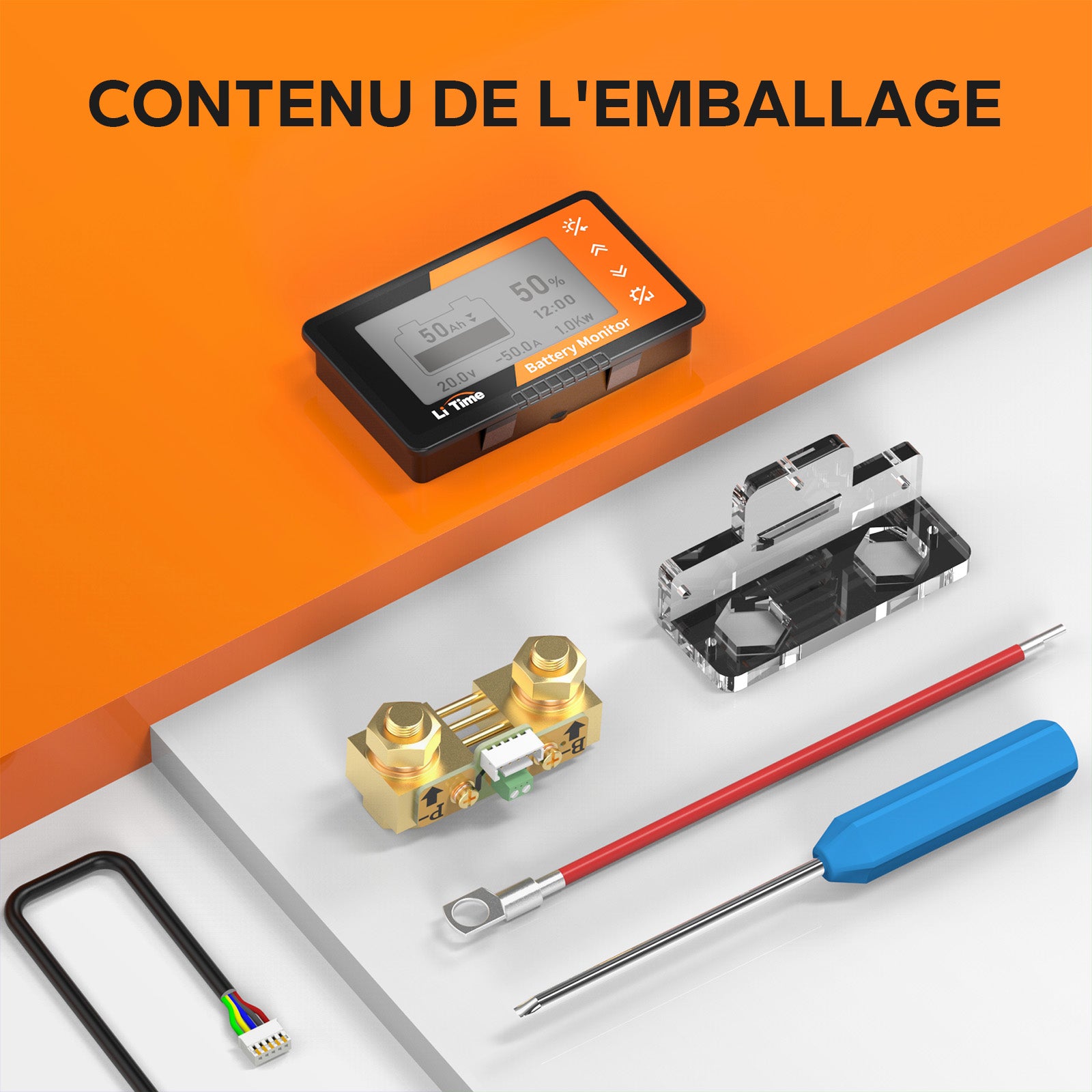 LiTime 500A Chargeur de batterie avec écran LCD et shunt