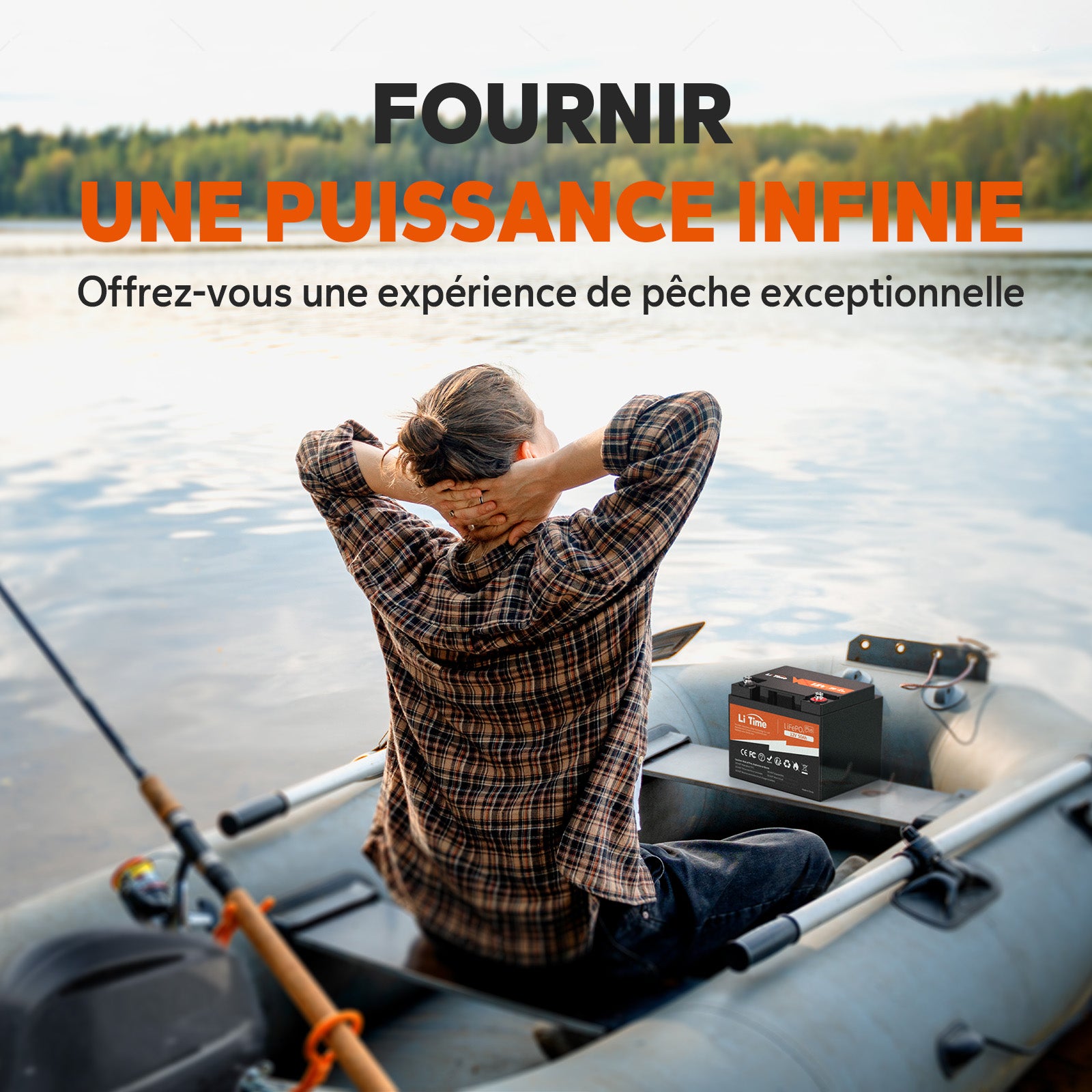 Batterie marine 12V 50Ah idéale pour la pêche et les loisirs en plein air