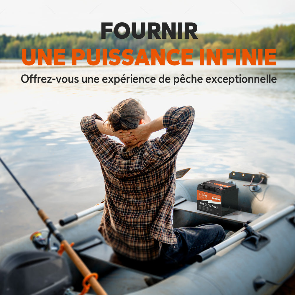 Batterie marine 12V 50Ah idéale pour la pêche et les loisirs en plein air