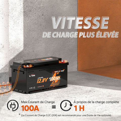 ⚡Top Vente Hors Taxes⚡LiTime 12V 100Ah H190 Batterie au lithium avec Bluetooth - Siège de camping, taille DIN H8 L5