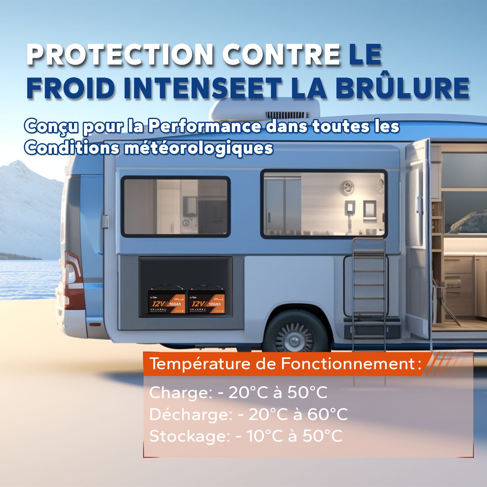 LiTime 12V 100Ah Batterie LiFePO4 Auto-Chauffante À Basse Température