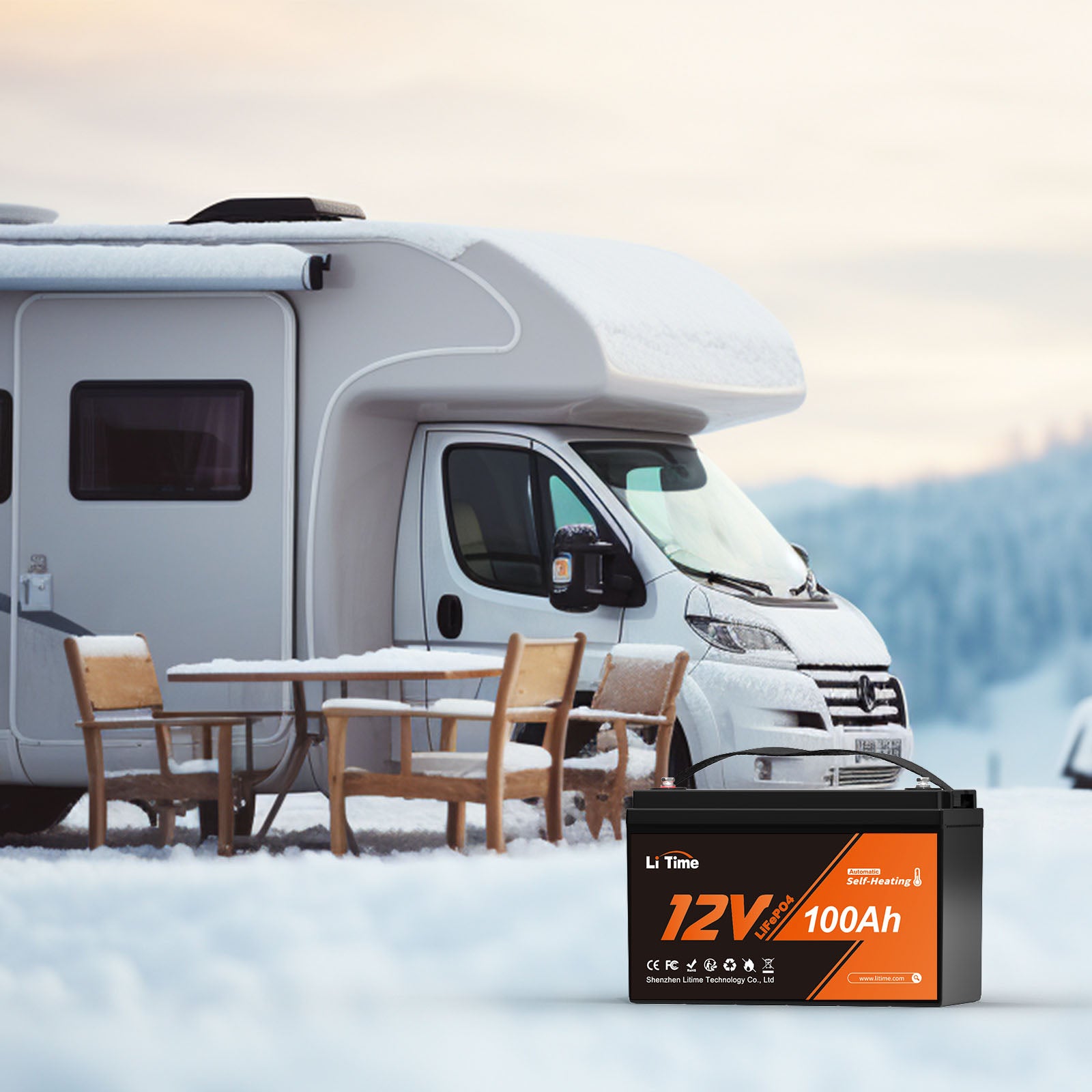 LiTime 12V 100Ah Batterie LiFePO4 Auto-Chauffante À Basse Température