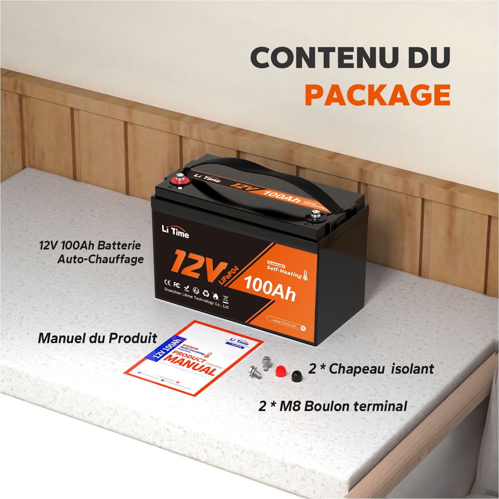 ⚡Top Vente⚡LiTime 12V 100Ah Batterie LiFePO4 Auto-Chauffante À Basse Température