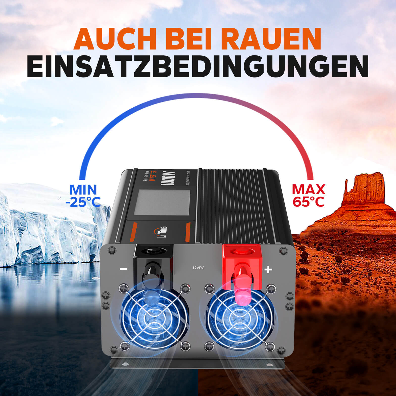 LiTime 1000W Onduleur Reiner Sinus Pur - Convertisseur 12V CC à 230V CA