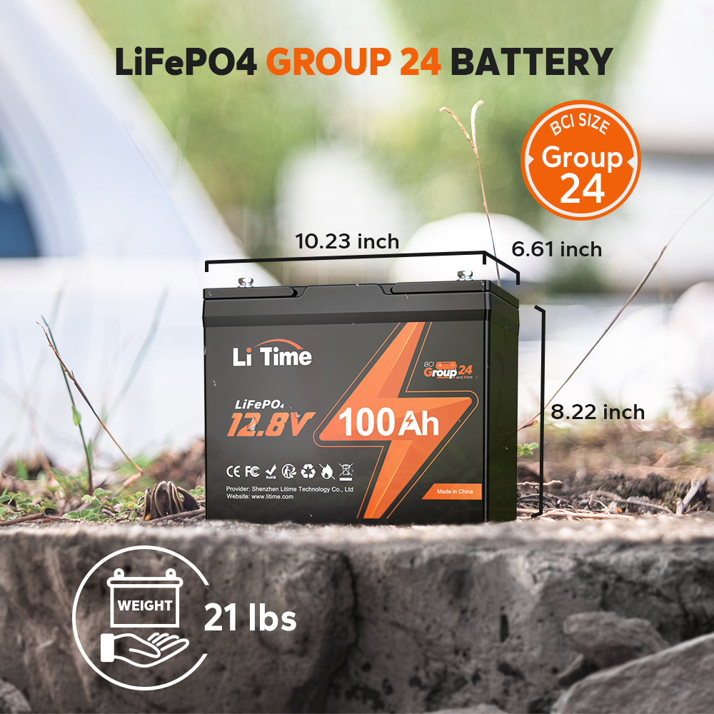 Batteria LiTime 12.8V 100Ah LiFePO4 Group 24, 21lbs