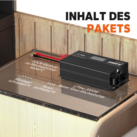 ⚡BK SALE : 189,99 €⚡LiTime 2000W Convertisseur à onde sinusoïdale pure 12 V DC à 230 V DC