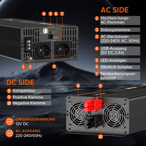 LiTime Inversor 3000W Onda Sinusoidal Pura 12V a 230V CA