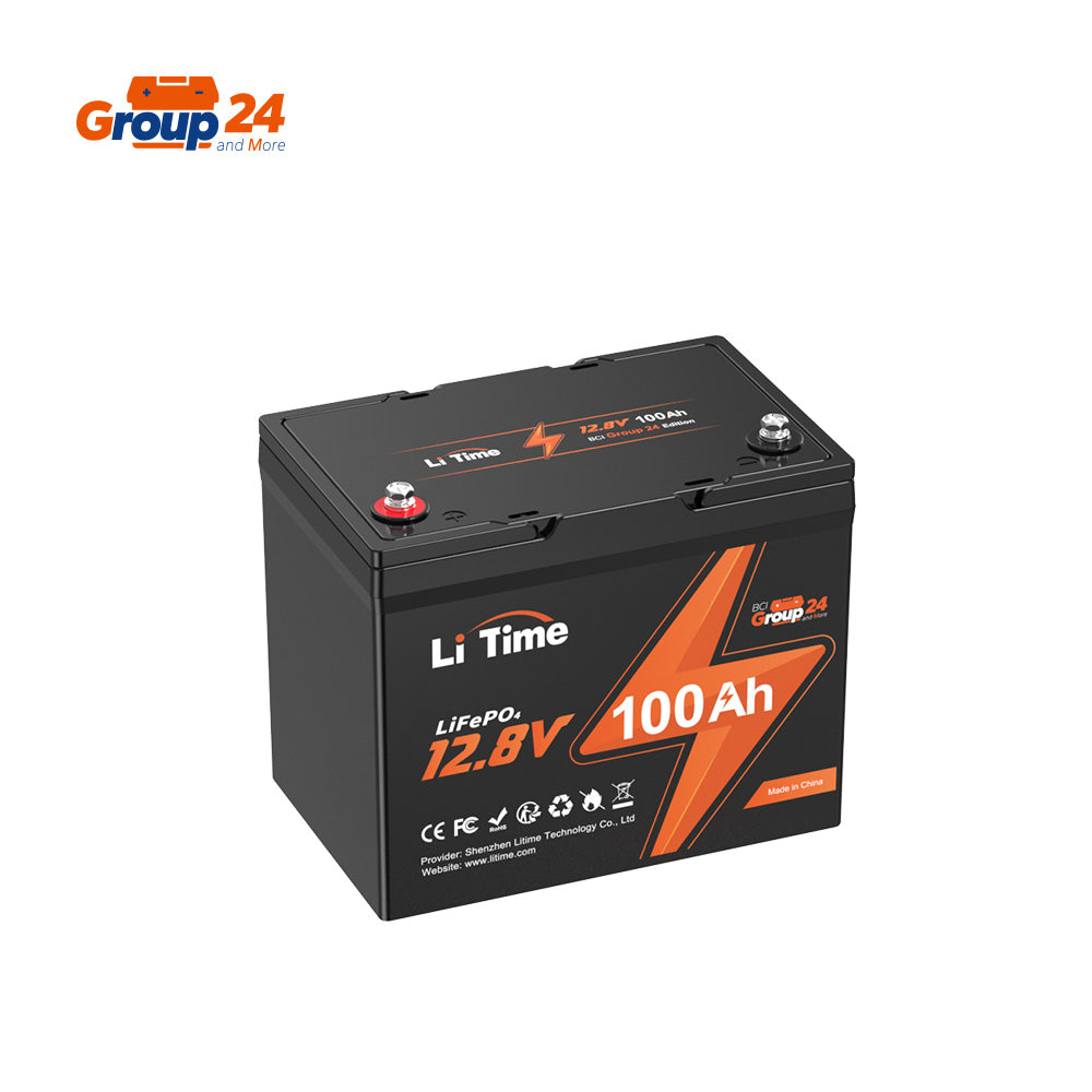 LiTime 12.8V 100Ah Batteria LiFePO4 Group 24 per Auto e Camper