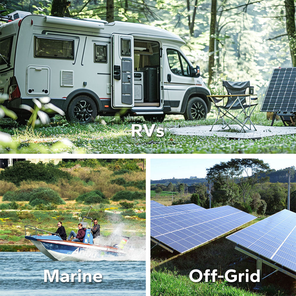 Batteria LiTime 12V 200Ah per uso in camper, marine e sistemi off-grid, ideale per alimentazione in applicazioni diverse.