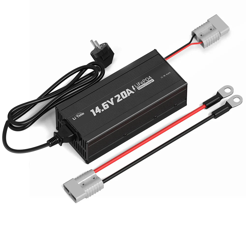 LiTime Caricabatterie al Litio LiFePO4 da 12V (14.6V) 20A - LiTimeFR/IT/ES