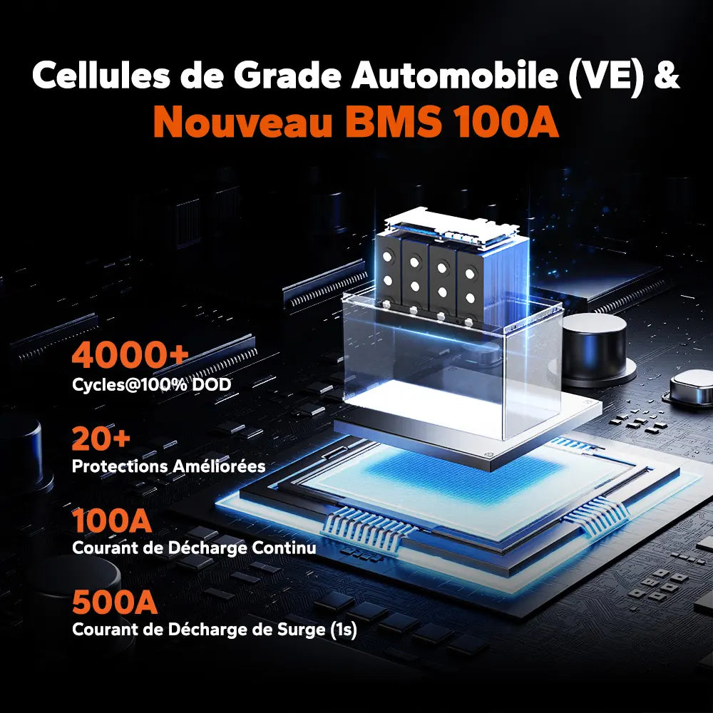 Litime Batterie Lifepo4 12V 100A Commus BMS Intelligent