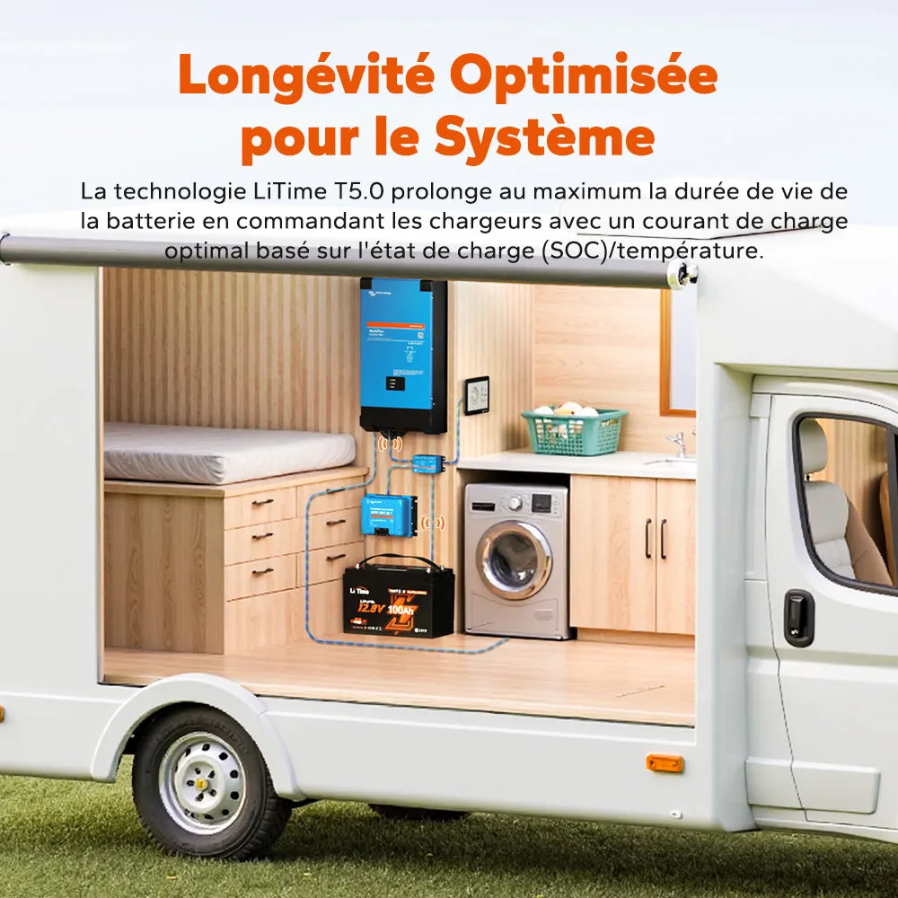 Litime Batterie LiFePO4 12V 100A Commus Longévité Optimisée