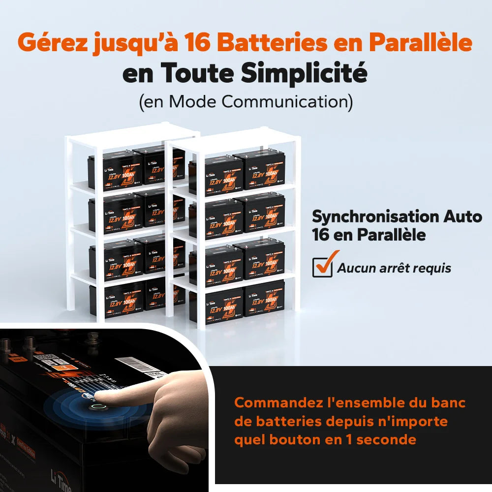 Litime Batterie Lifepo4 12V 100A Commus Jusqu À 16 Parallèles