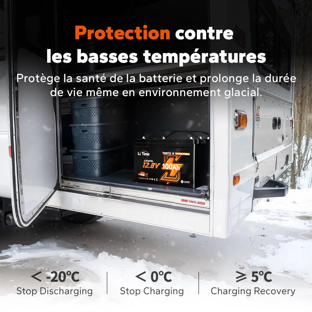 Litime Batterie Lifepo4 12V 100A Commus Protection Basse Température