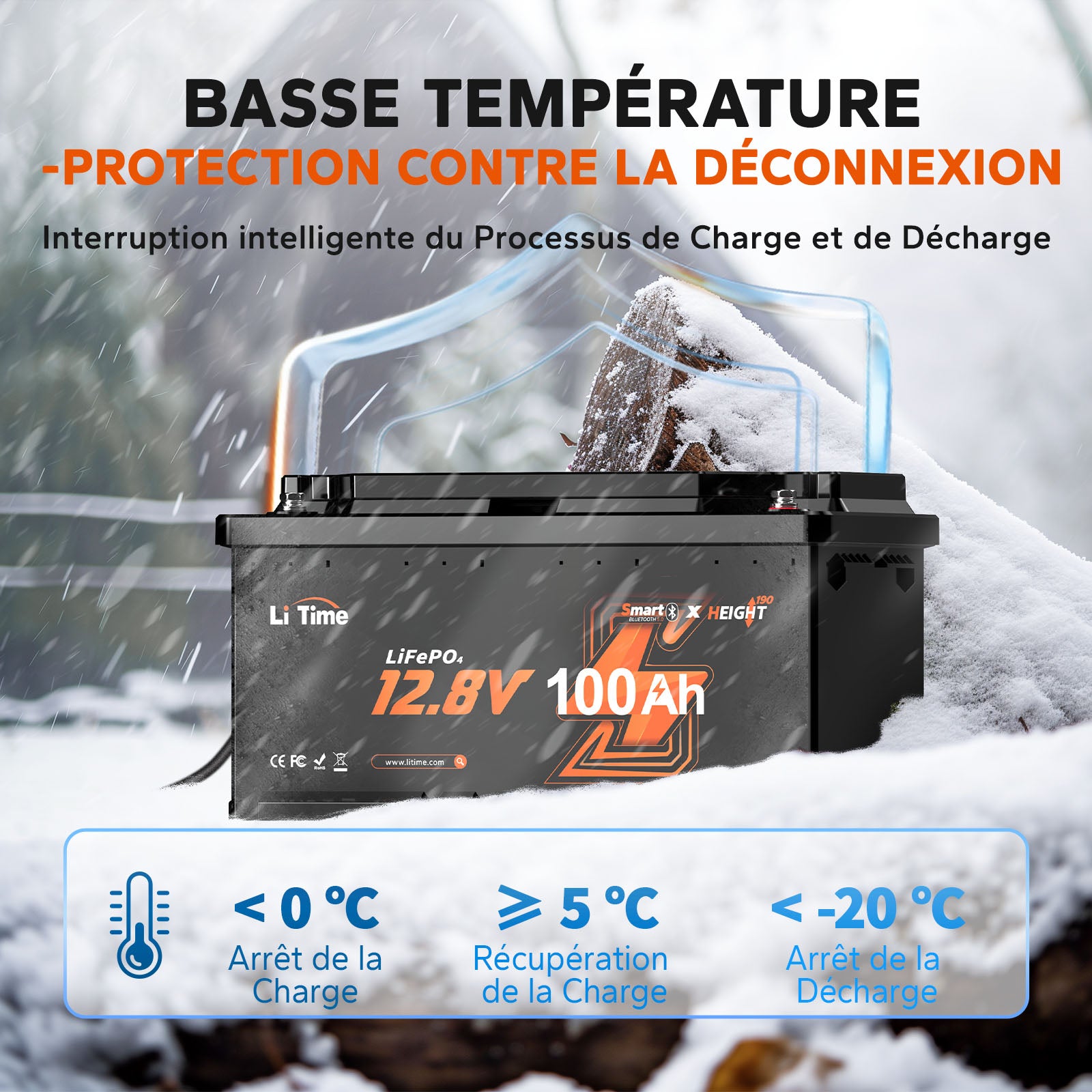 Protection contre le froid de la batterie LiTime.