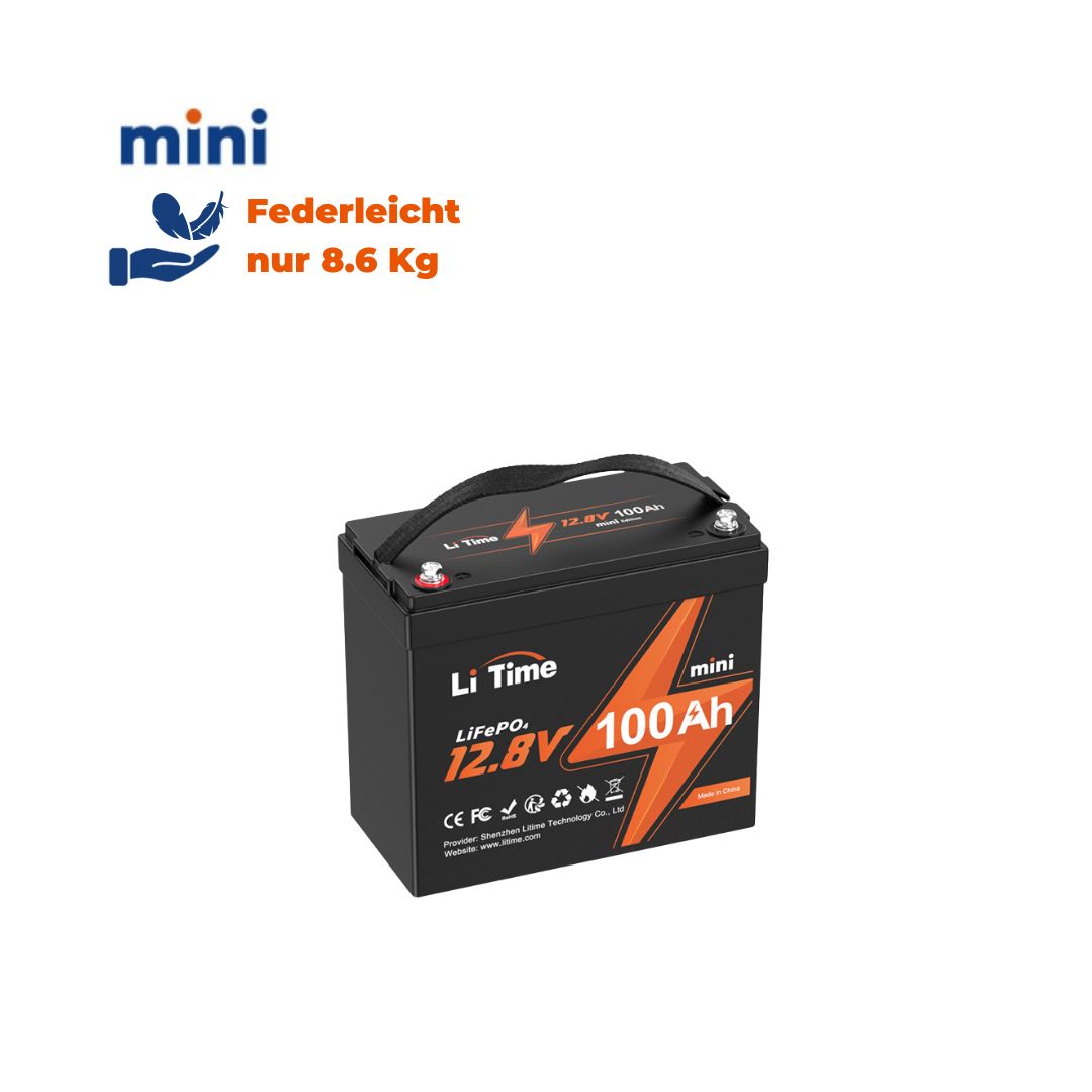 ⚡12V Secondes Hors Taxes: 269.99 €⚡LiTime 12V 100Ah MINI Batterie au lithium LiFePO4 pesant seulement 8,6 kg