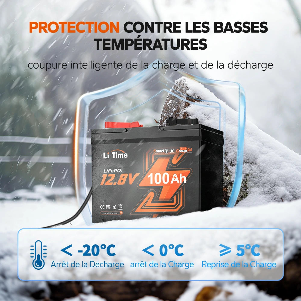 Protection contre les basses températures avec coupure intelligente de la charge et décharge.