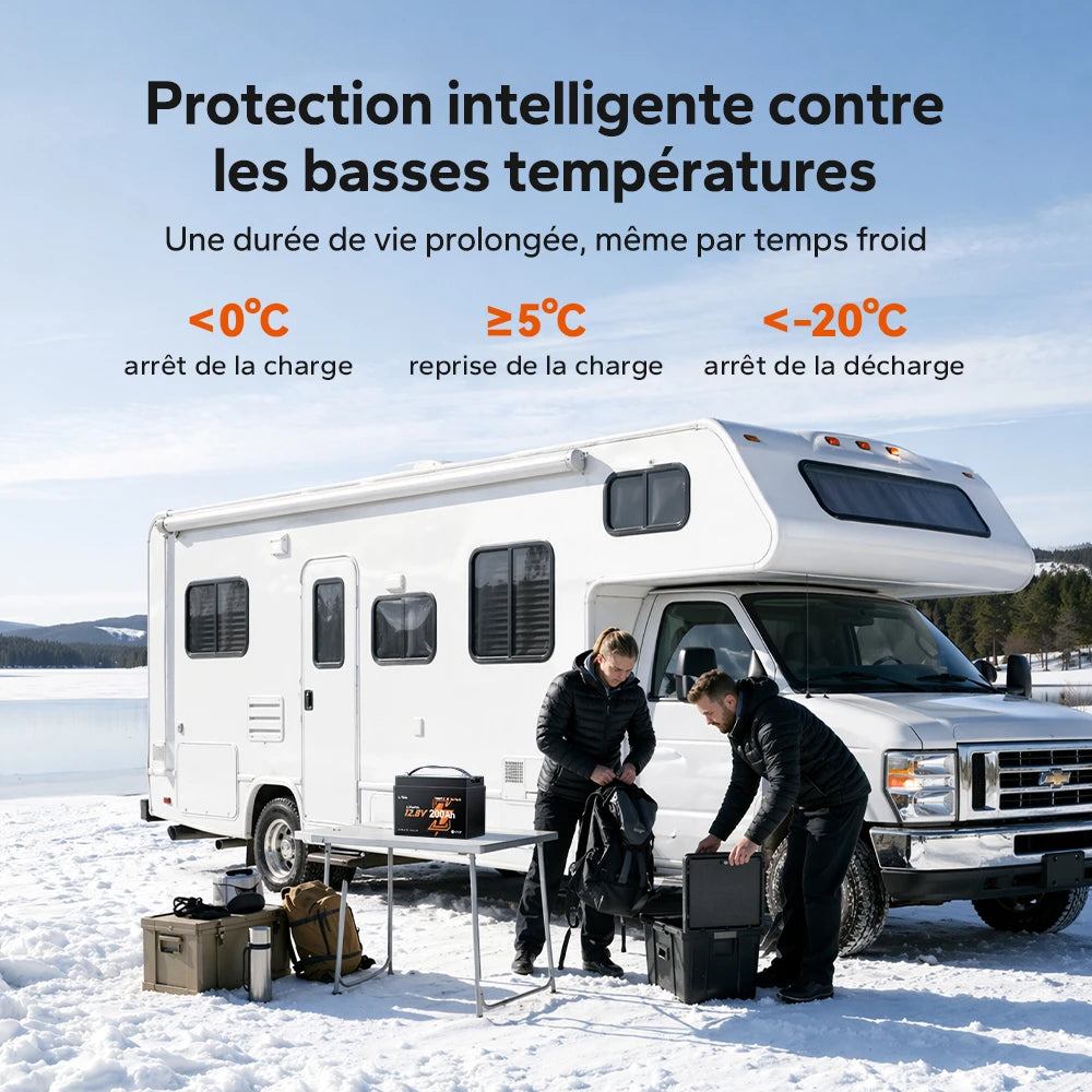 Batterie LiFePO4 LiTime 12V 200Ah Xtra-Mini avec Bluetooth pour camping-cars et camping | Cellules haut de gamme, 6000+ cycles à 100 % de DOD