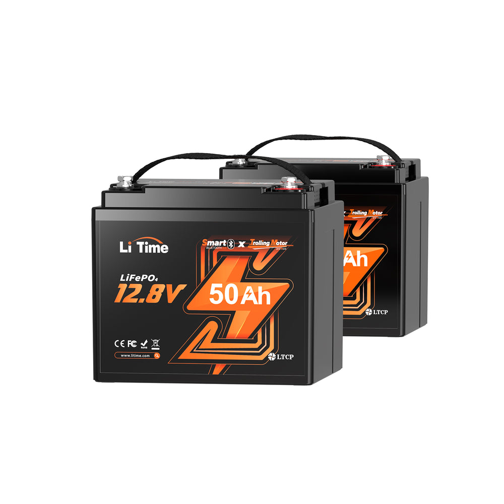 2*Batteries lithium LiTime 12V 50Ah pour moteur électrique de pêche à la traîne, légère et performante.