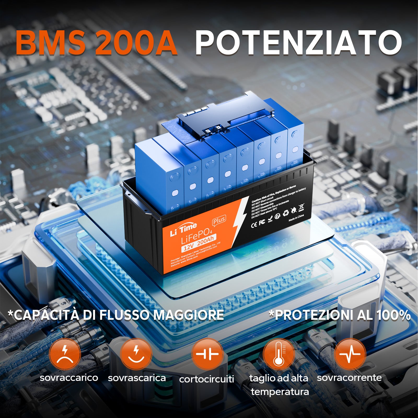 LiTime Batterie 12V 200Ah Plus LiFePO4 - BMS 200A
