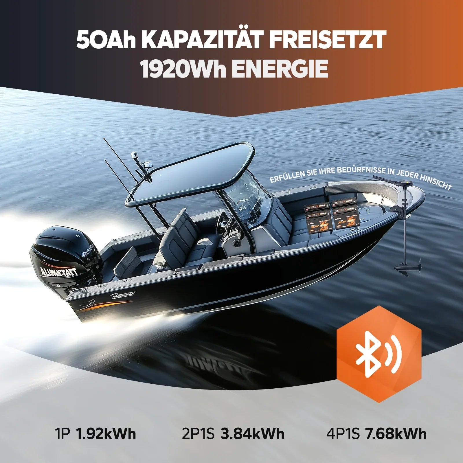Solution d'énergie haute capacité de 1920Wh pour moteur de traîne électrique, extensible pour maximiser l'autonomie des bateaux de pêche sportive