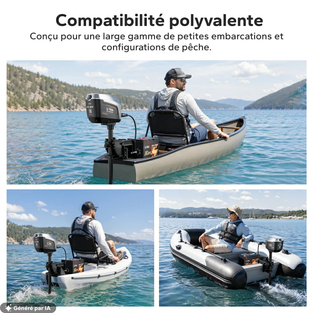 Moteur compatible avec les kayaks, canoës et bateaux pneumatiques