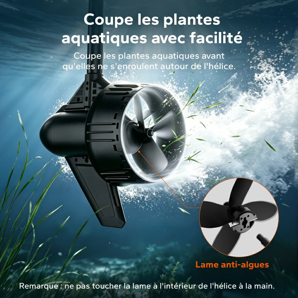 Lame coupe-herbes intégrée pour hélice de moteur hors-bord électrique LiTime