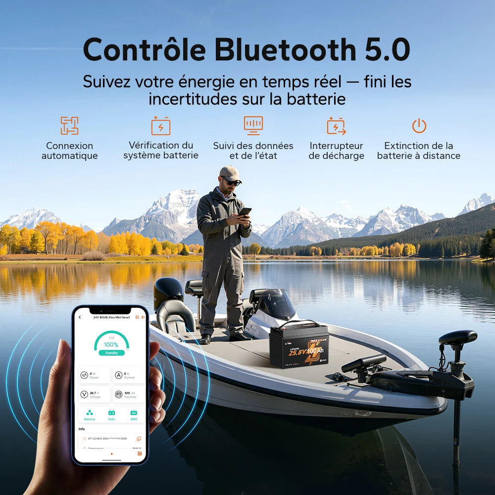 Batterie LiTime 24V 100Ah Xtra Mini avec contrôle Bluetooth en temps réel