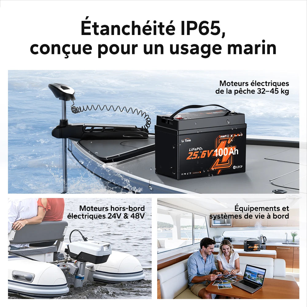 Batterie LiTime 24V 100Ah Xtra Mini IP65 étanche pour usage marin