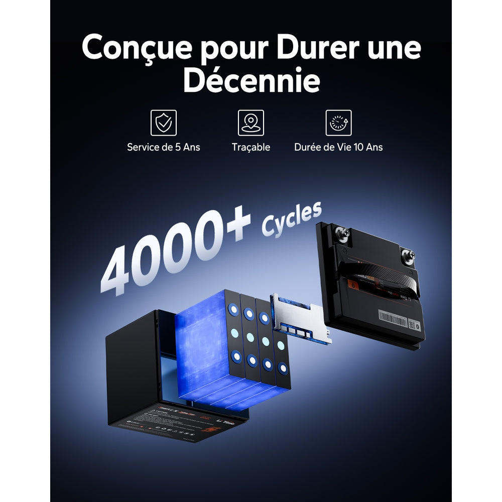 Batterie LiTime 12V 50Ah TM LiFePO4 conçue pour durer une décennie avec plus de 4000 cycles.