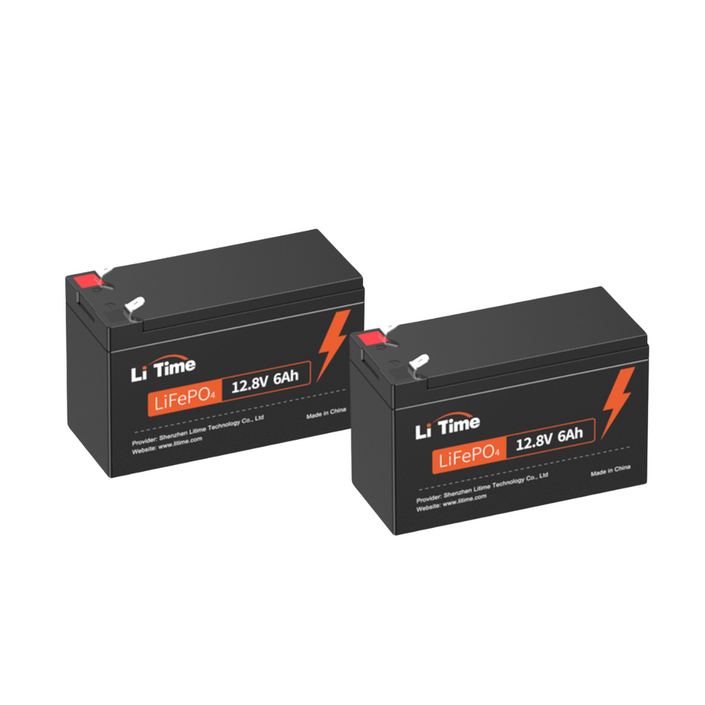 LiTime Batteries LiFePO4 12V 6Ah 2 pièces