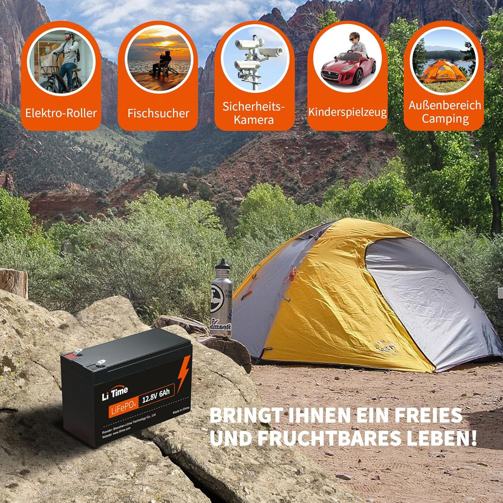 Batterie 12V 6Ah idéale pour camping, sécurité et loisirs en plein air