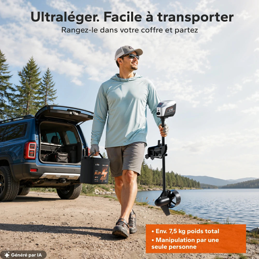 Moteur électrique ultra-léger de 7,5 kg facile à transporter avec batterie LiFePO₄ 48V