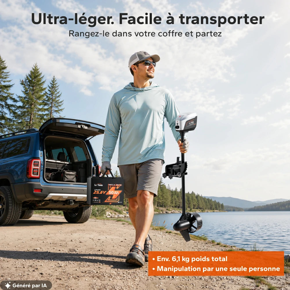 Moteur électrique portable et ultra-léger de 6,1 kg facile à transporter pour la pêche
